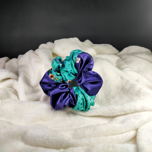 Fusion Violet Aqua Bloom Scrunchie