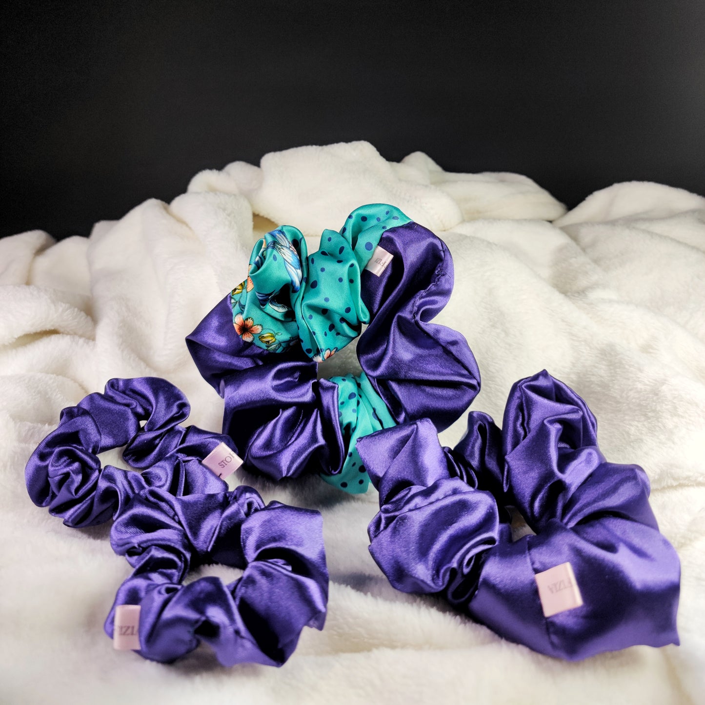 Fusion Violet Aqua Bloom Scrunchie